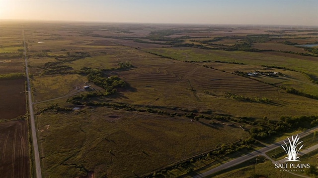 aerial view at dusk with a rural view