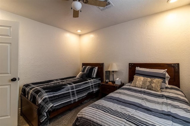 bedroom with carpet flooring and ceiling fan