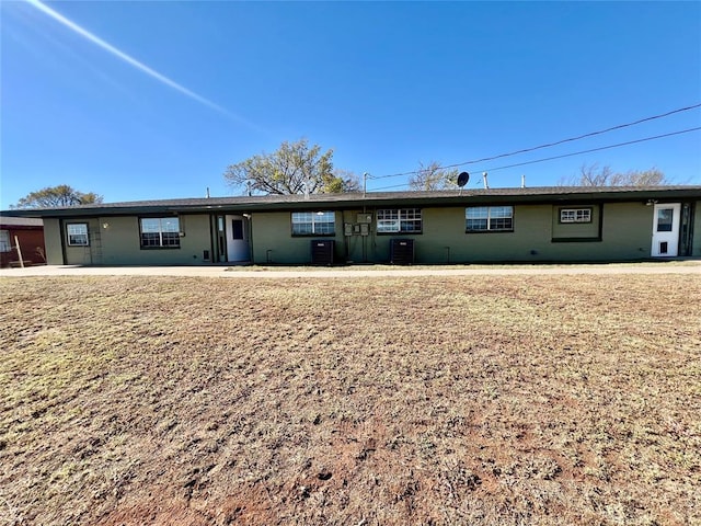 back of property with central AC unit