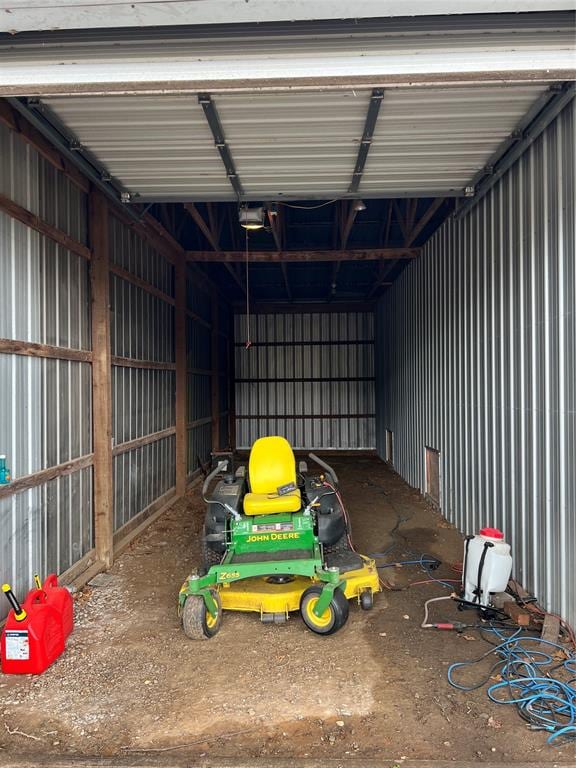 garage with a garage door opener