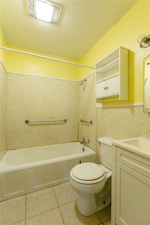 full bathroom featuring shower / bathing tub combination, tile patterned flooring, vanity, and toilet