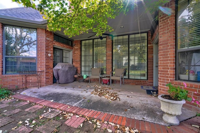 view of patio / terrace featuring a grill