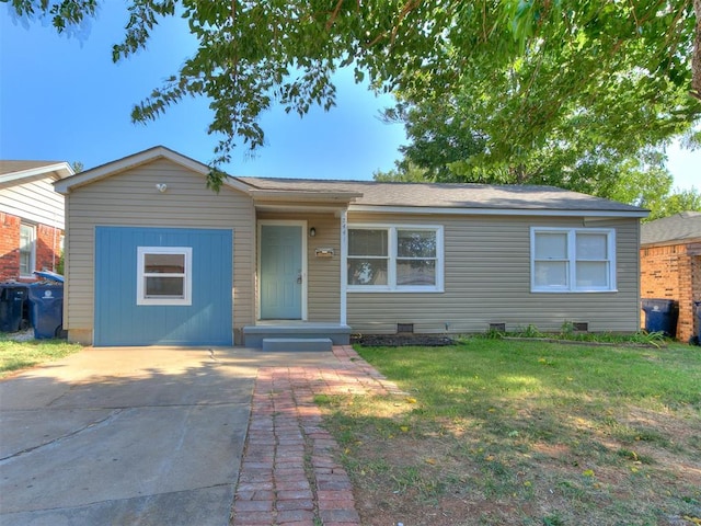 ranch-style house with a front lawn