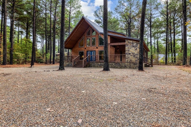 view of log home