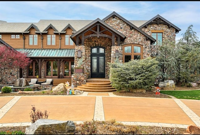 craftsman inspired home with french doors