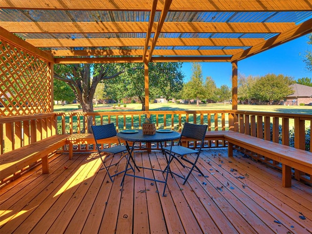 wooden terrace featuring a pergola