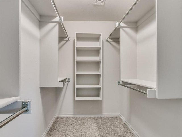 walk in closet featuring carpet floors