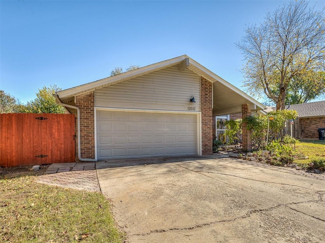 exterior space with a garage