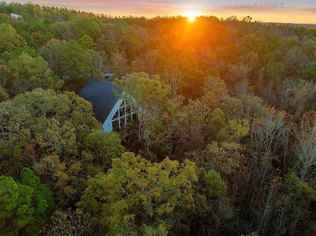 view of aerial view at dusk