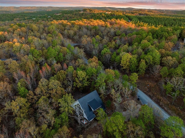 view of aerial view at dusk