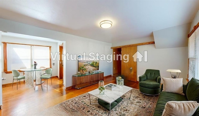 living room with hardwood / wood-style floors