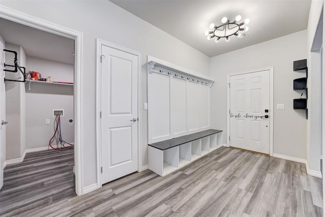 mudroom featuring light hardwood / wood-style floors