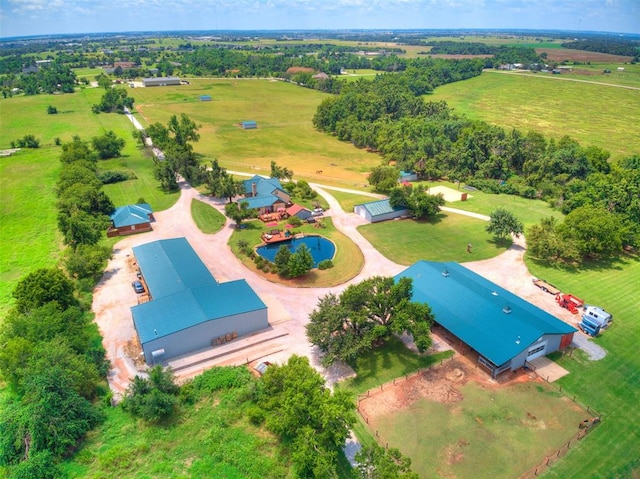 aerial view featuring a rural view