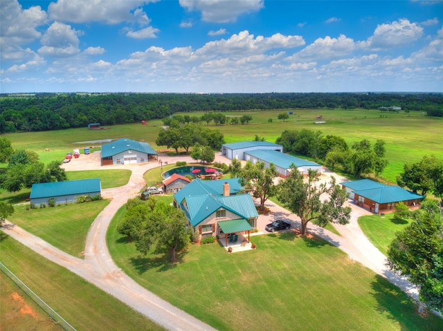 drone / aerial view featuring a rural view