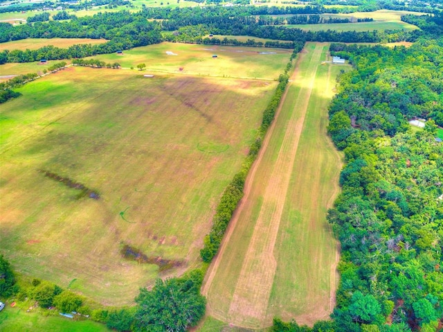 birds eye view of property featuring a rural view