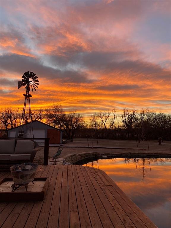 view of deck at dusk