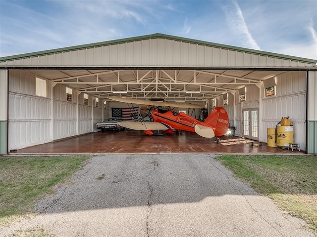 view of parking with french doors