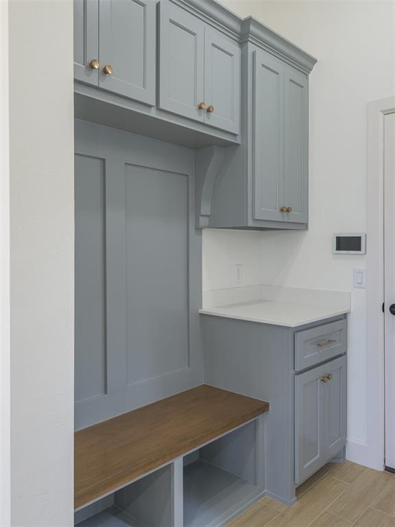 mudroom featuring light wood-type flooring