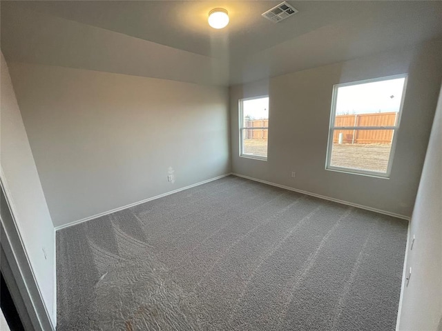 carpeted empty room featuring a raised ceiling