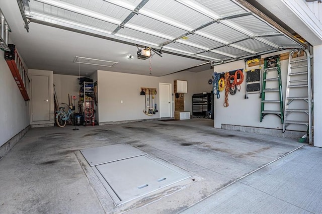 garage with a garage door opener