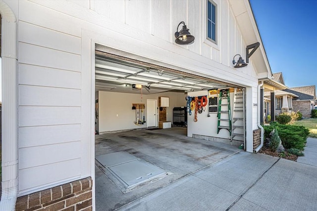 exterior space featuring a garage door opener