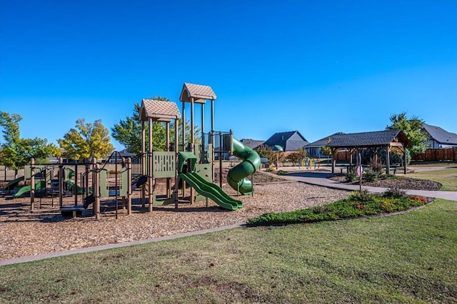 view of play area with a gazebo