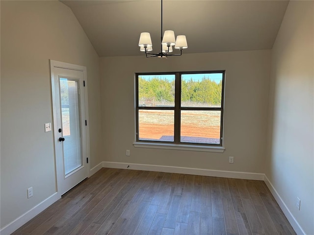 2800 Juneberry Ln, Newcastle, OK 73065 - unfurnished dining area with a wealth of natural light, a notable chandelier, and dark wood finished floors