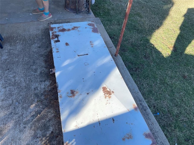 entry to storm shelter with a lawn