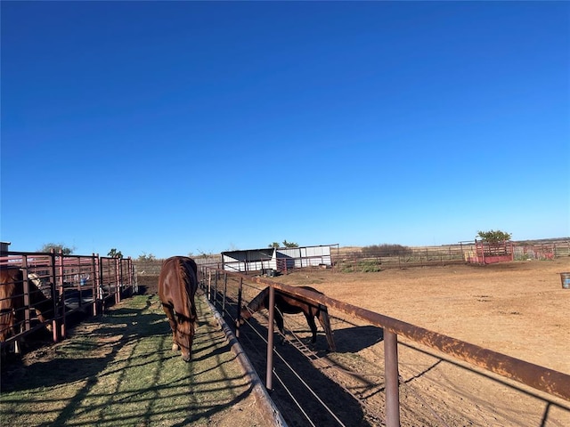 view of yard with a rural view