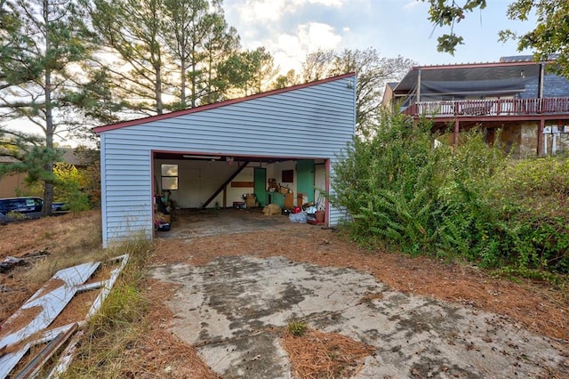 exterior space featuring a garage