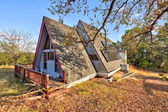 view of front of property with a deck