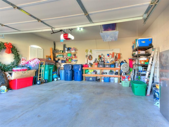 garage with a garage door opener