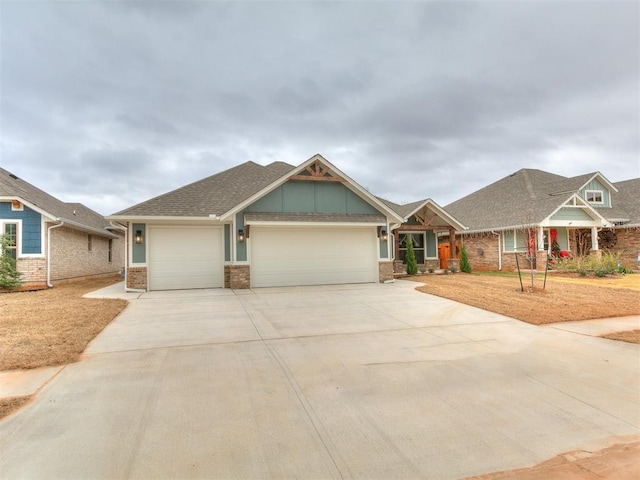 craftsman inspired home featuring a garage