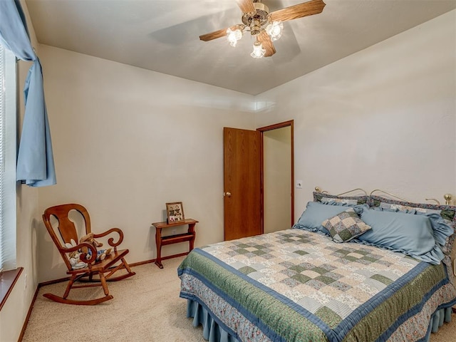 bedroom with carpet and ceiling fan