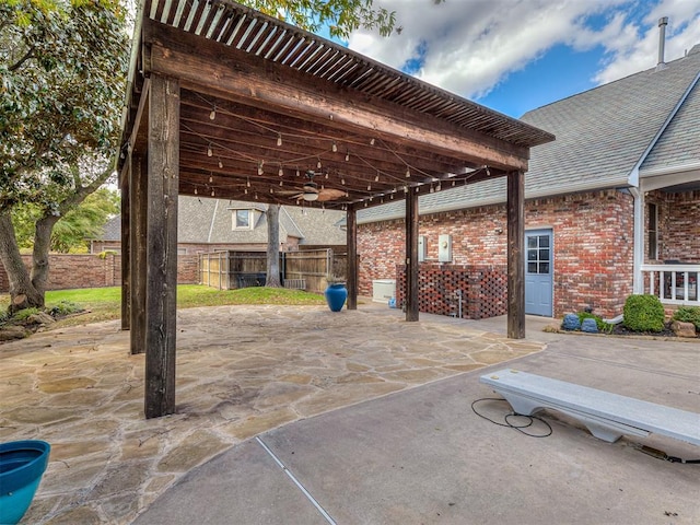 view of patio / terrace with ceiling fan