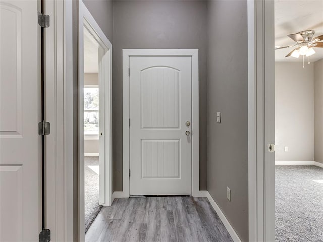 hall featuring light hardwood / wood-style floors