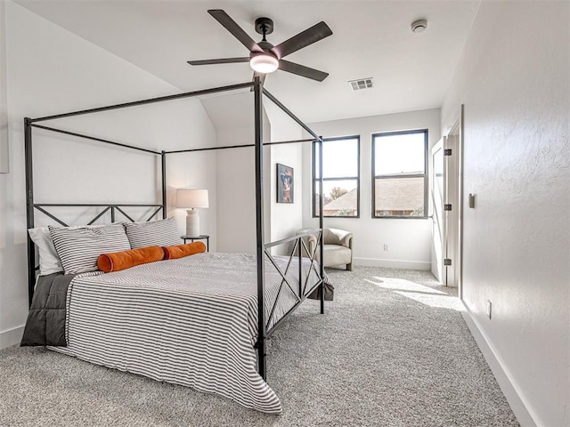 bedroom with carpet and ceiling fan