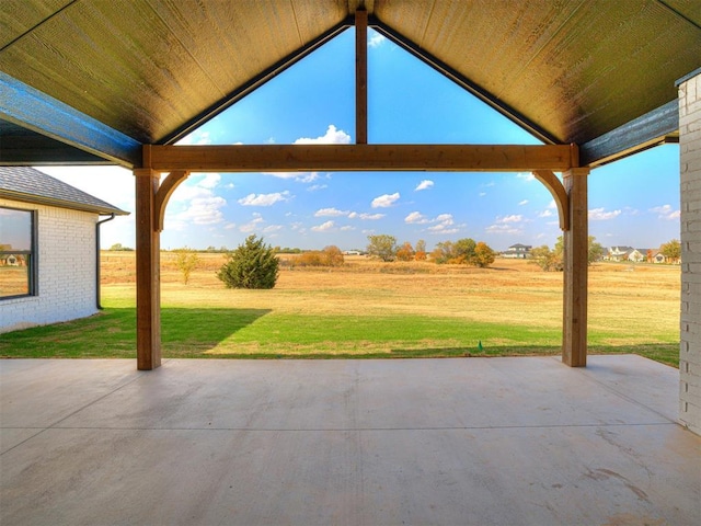 view of patio with a rural view