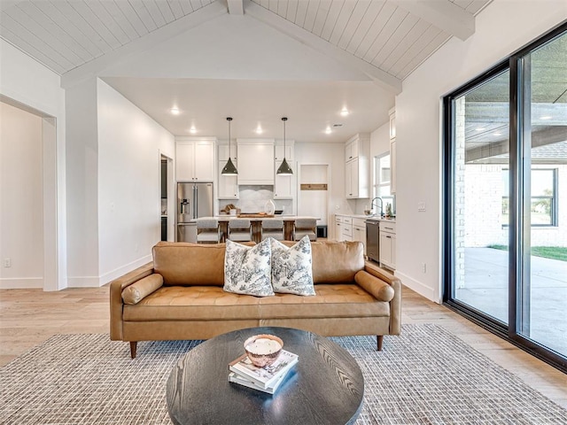 living room featuring light hardwood / wood-style floors and a wealth of natural light