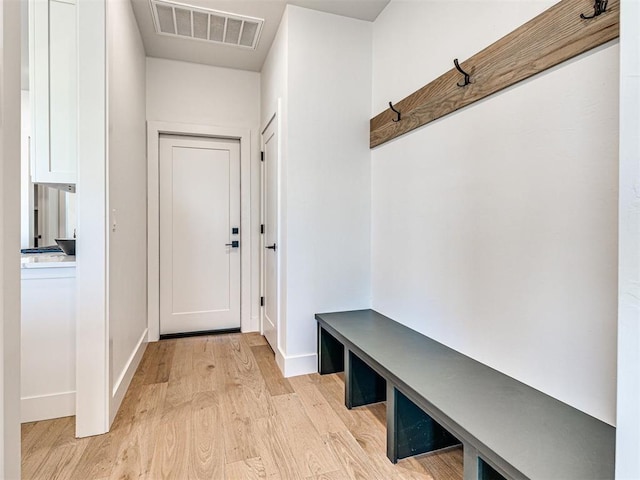 mudroom featuring light wood-type flooring