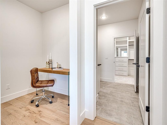 office area featuring light wood-type flooring