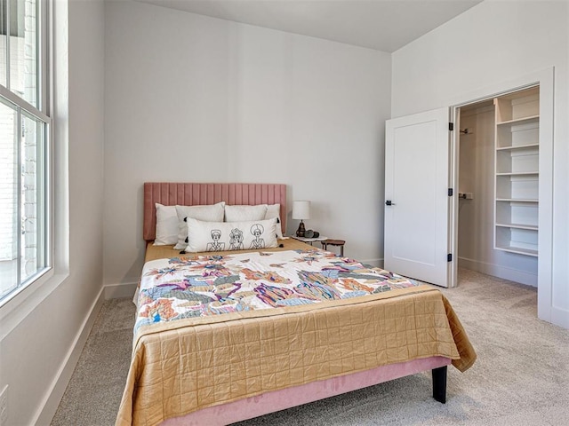 bedroom with carpet and multiple windows