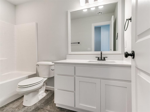 full bathroom with vanity, toilet, and tub / shower combination