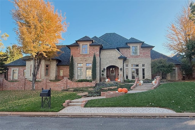 view of front of property featuring a front yard