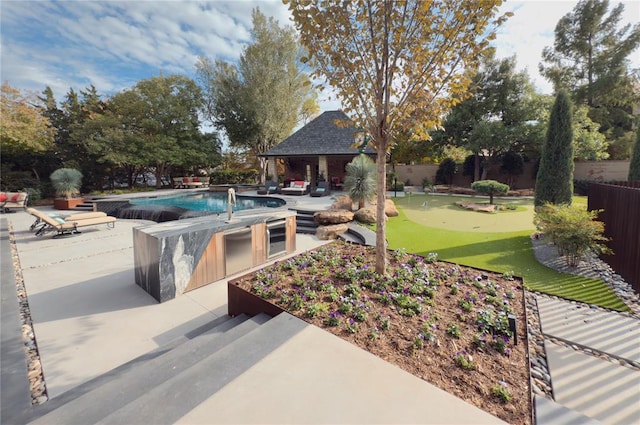 view of pool with a gazebo and a patio area