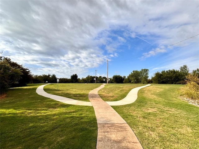 view of community featuring a lawn