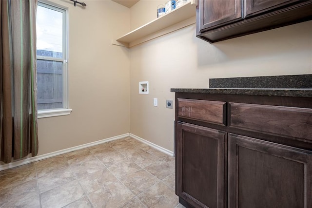 laundry room with hookup for a washing machine, cabinets, and hookup for an electric dryer