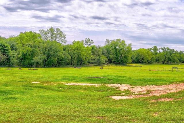 view of community with a yard and a rural view