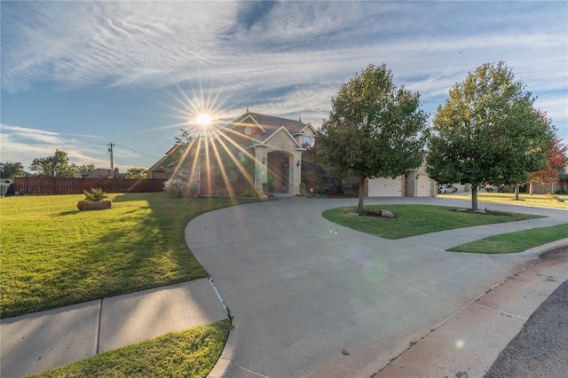 view of front facade with a front yard