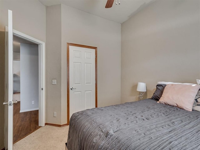 bedroom with carpet and ceiling fan